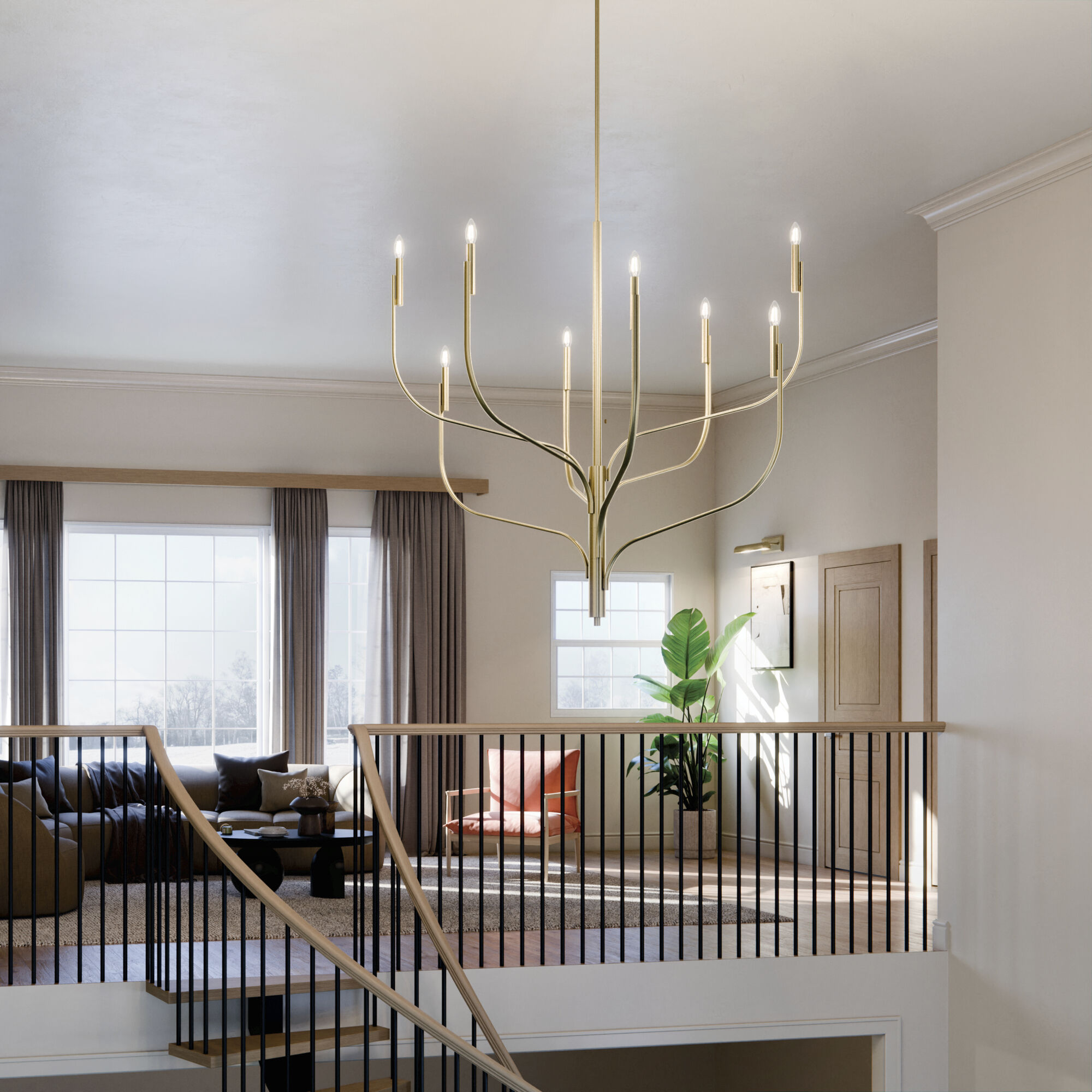 Livadia 8 Light Champagne Bronze Chandelier Ceiling Light, 1 Tier Large